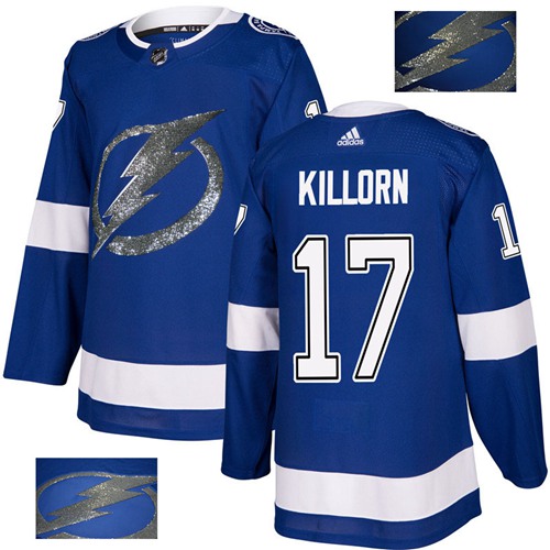 Adidas Lightning #17 Alex Killorn Blue Home Authentic Fashion Gold Stitched NHL Jersey - Click Image to Close